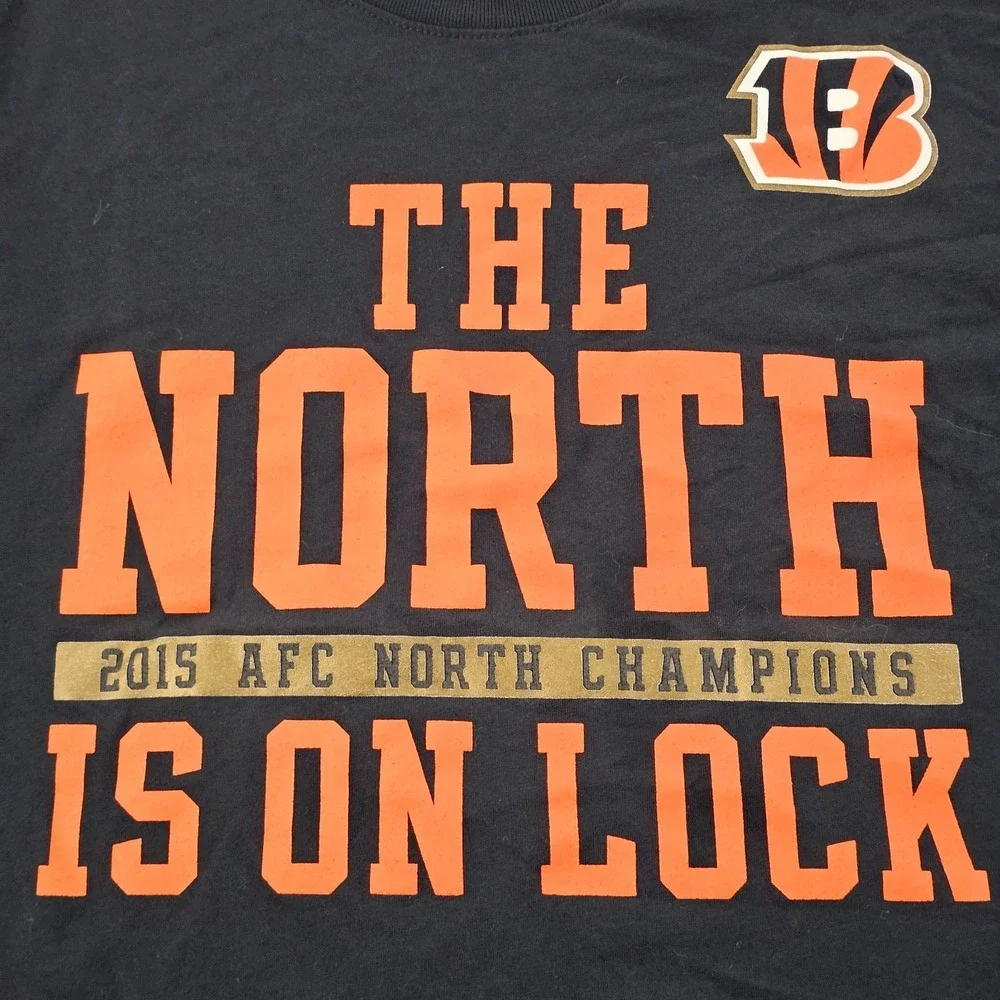 Cinncinnati Bengals 2015 AFC North Champions Black Long Sleeve T-Shirt Men's M